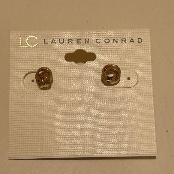 Lauren Conrad Gold Tone Twist Knot Stud Post Earrings Minimalist Everyday NWT - Picture 4 of 5